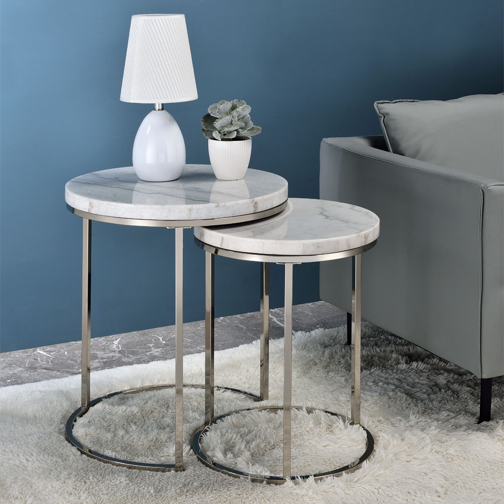 Zaidee - Nesting Table Set - Marble Top & Nickel - Urban Living Furniture (Los Angeles, CA)