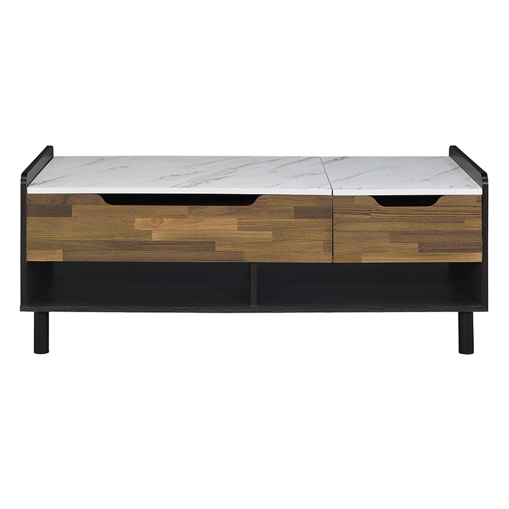 Axel - Coffee Table With Lift Top - White Printed Faux Marble Top, Walnut & Black - Urban Living Furniture (Los Angeles, CA)