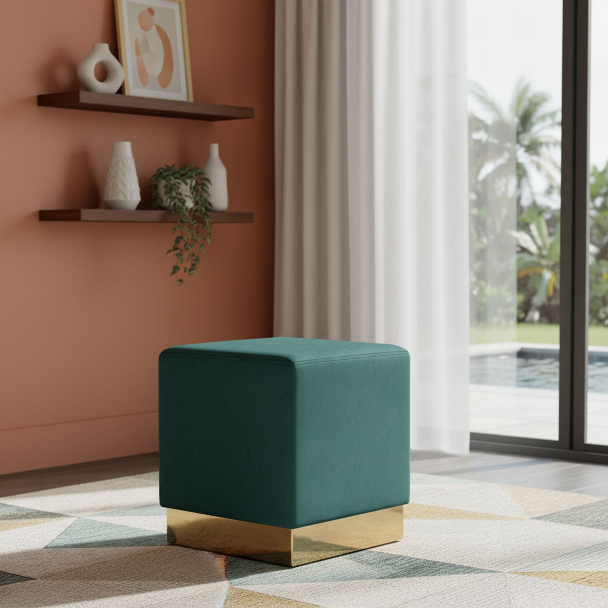 Jax - Stool Ottoman with Gold Base - Urban Living Furniture (Los Angeles, CA)