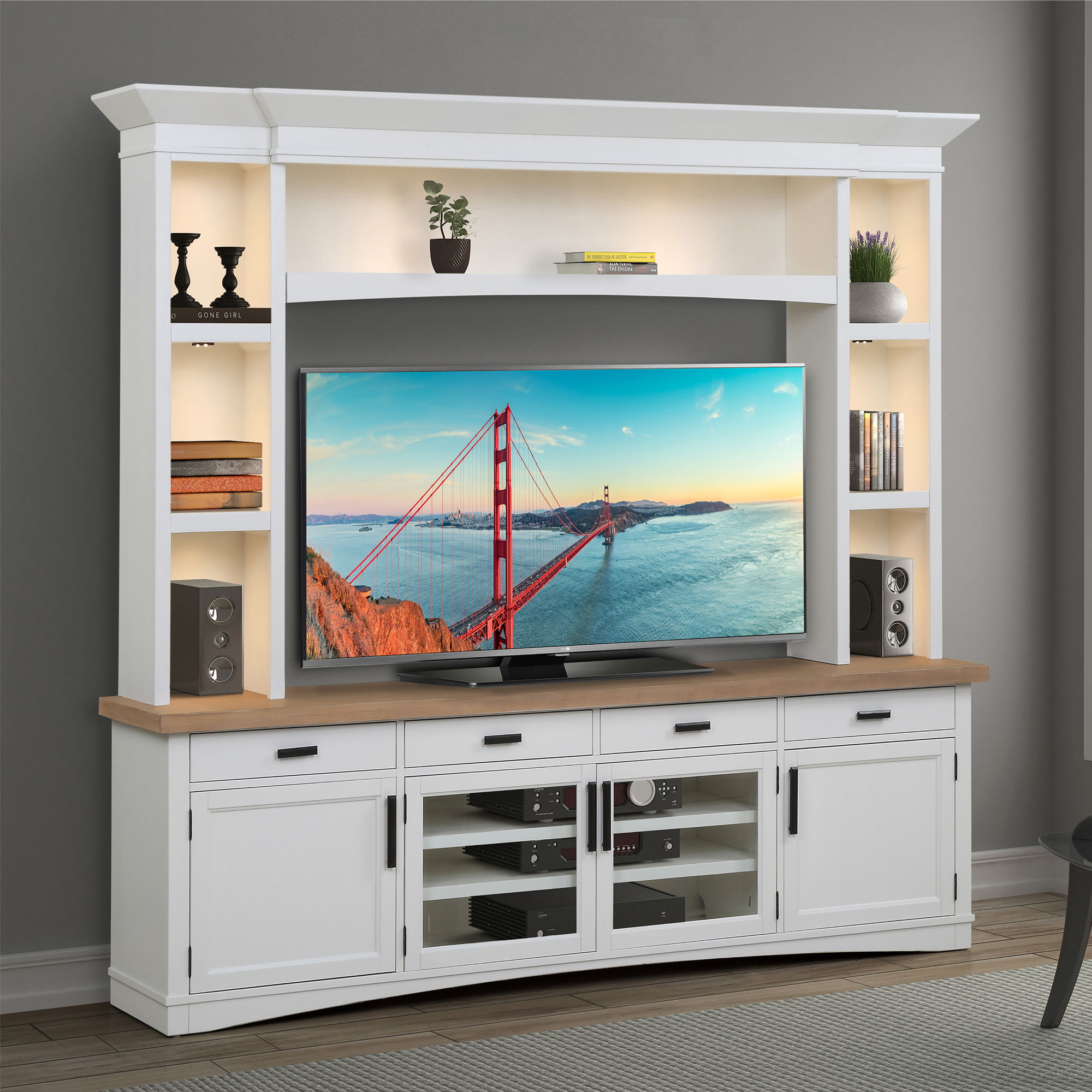 Americana Modern - TV Console with Hutch and LED Lights - Urban Living Furniture (Los Angeles, CA)