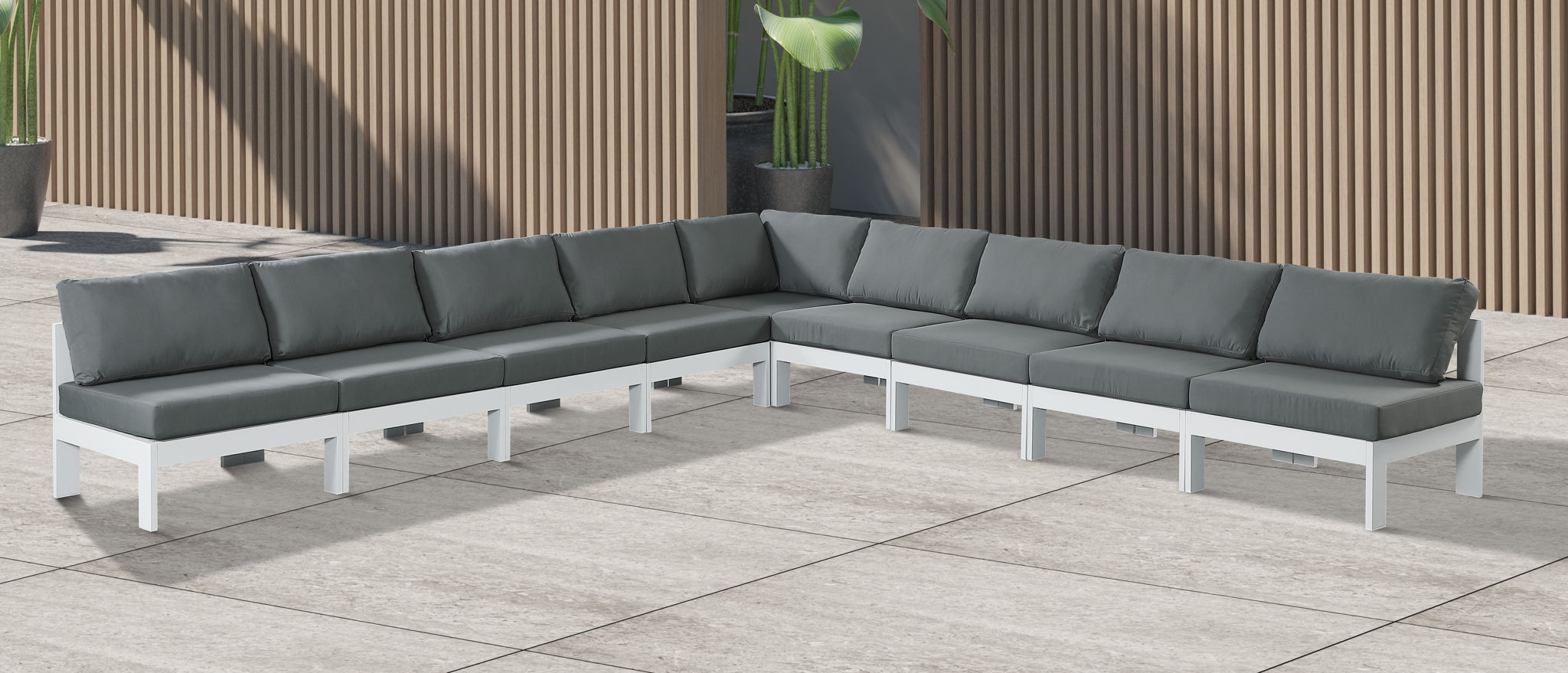 Nizuc - Outdoor Patio 9 Piece Modular Sectional With White Frame - Urban Living Furniture (Los Angeles, CA)