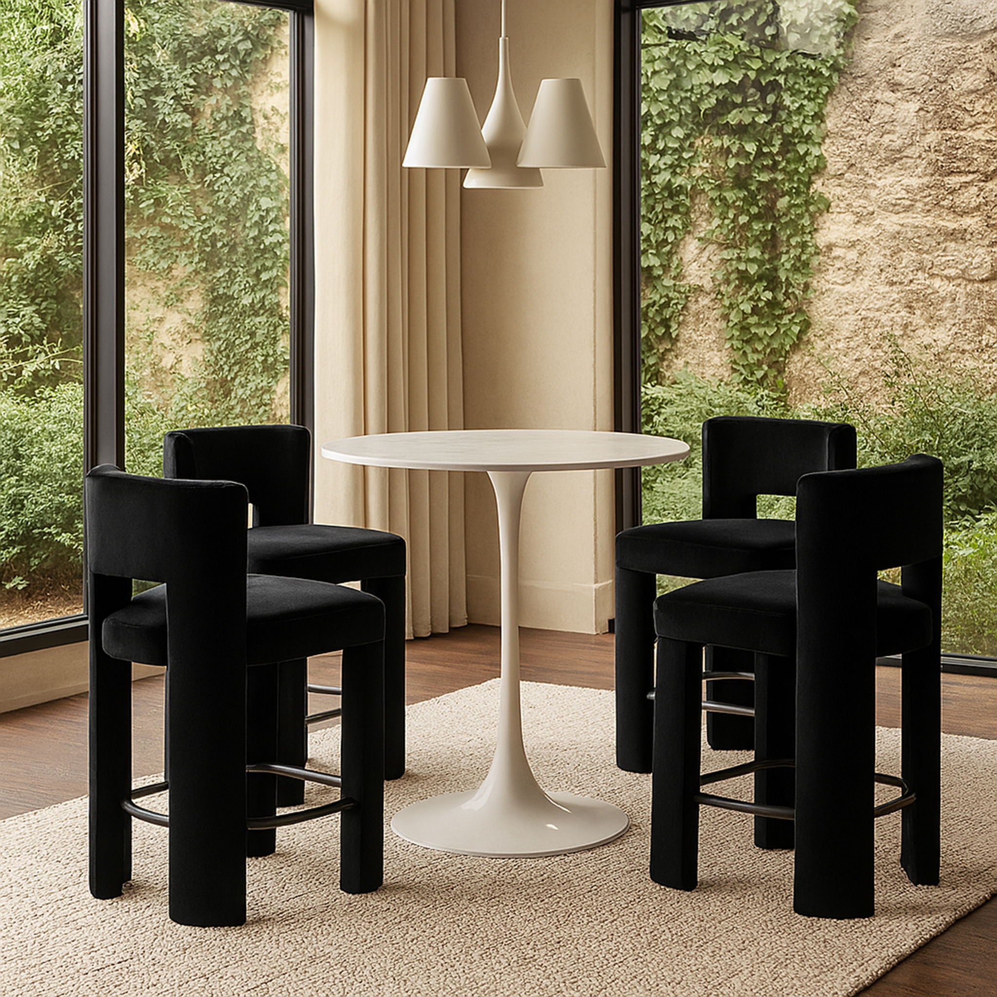 Zuno - Velvet Performance Fabric Upholstered Counter Stool (Set of 2) - Urban Living Furniture (Los Angeles, CA)