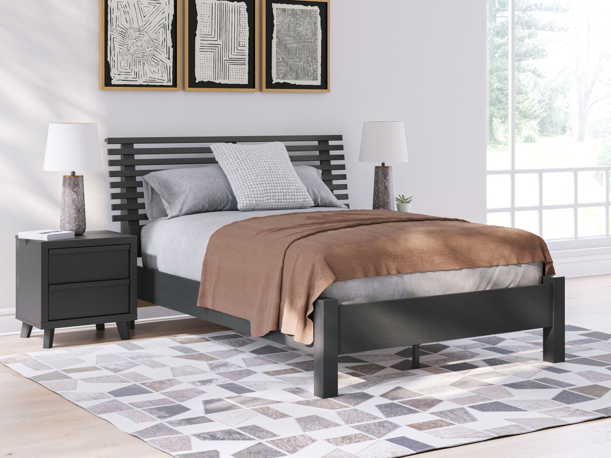 Danziar - Full Slat Panel Bed With Low Footboard - Black - Urban Living Furniture (Los Angeles, CA)