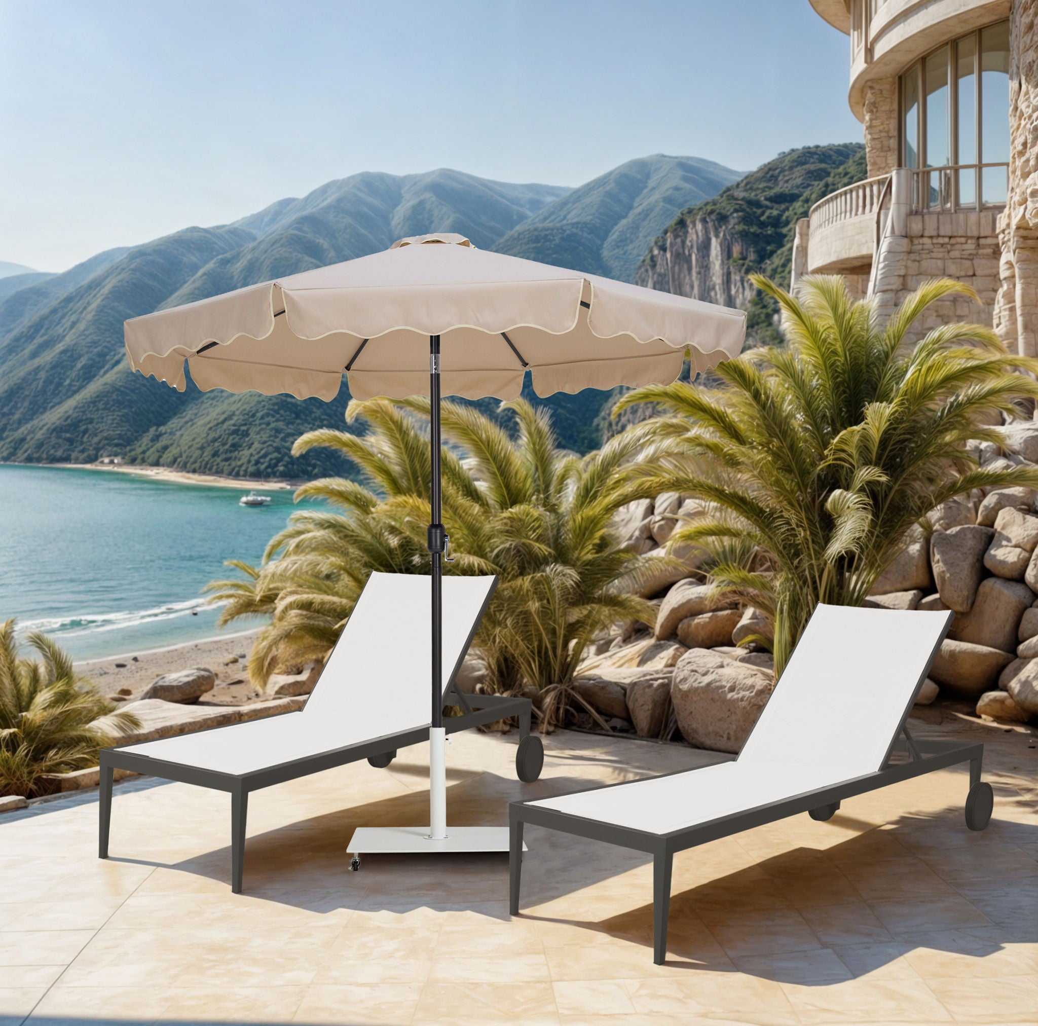 Amalfi - Aluminum Patio Umbrella - White Base / Black Pole - Urban Living Furniture (Los Angeles, CA)