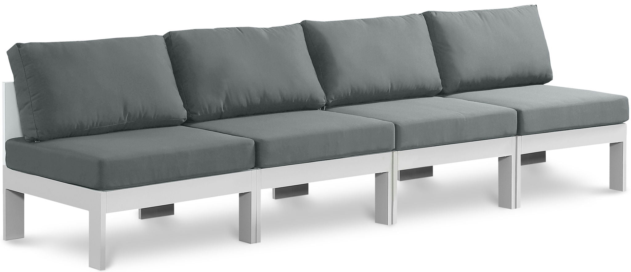 Nizuc - Outdoor Patio 4 Seat Armless Modular Sofa With White Frame - Urban Living Furniture (Los Angeles, CA)