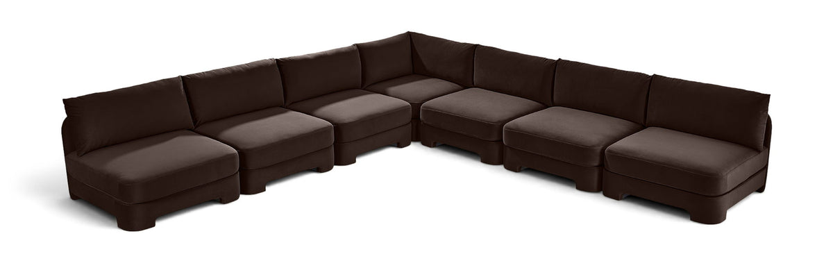 Hammond - Velvet Performance Fabric Upholstered 7 Piece Armless Sectional