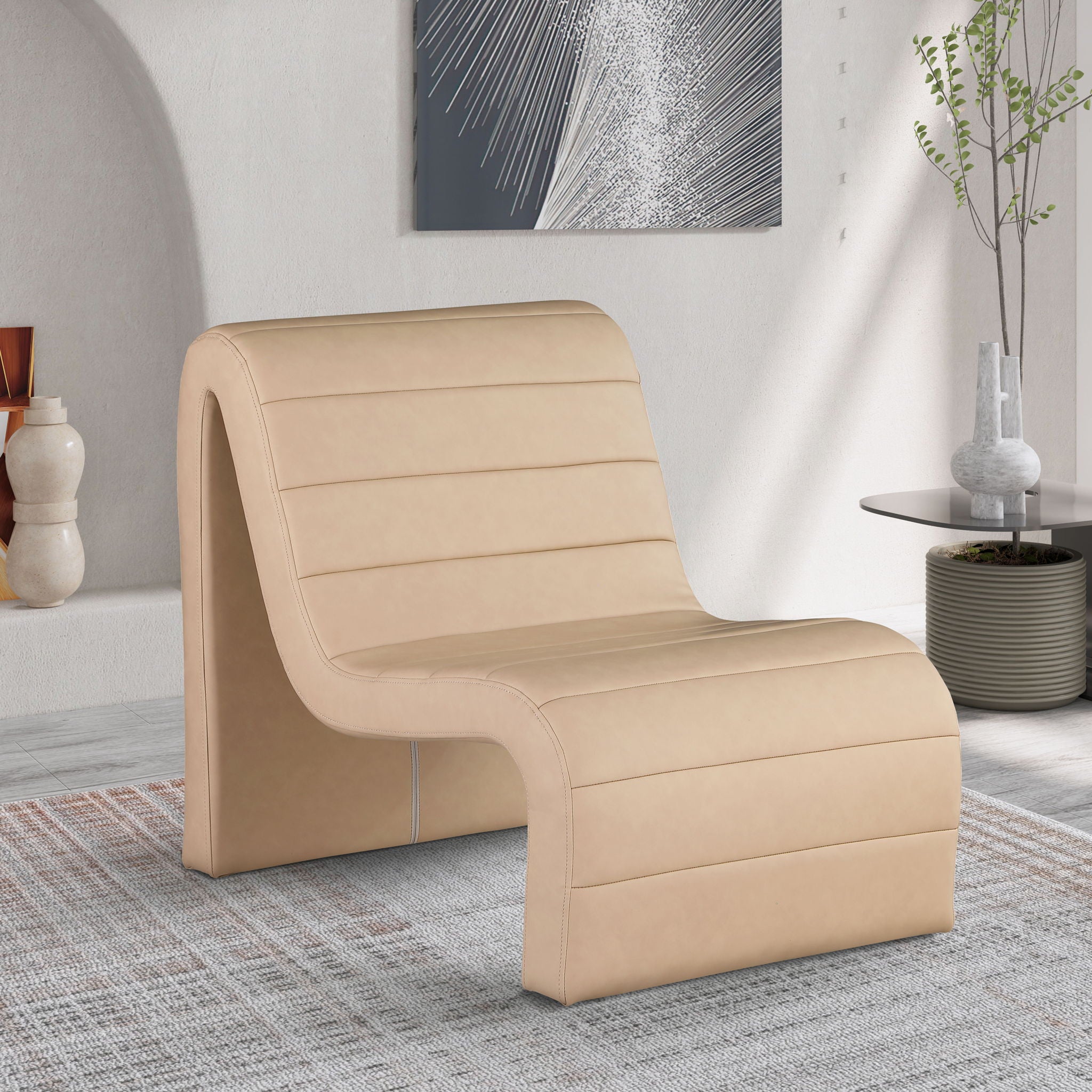 Ivy - Faux Leather Accent Chair - Tan - Urban Living Furniture (Los Angeles, CA)