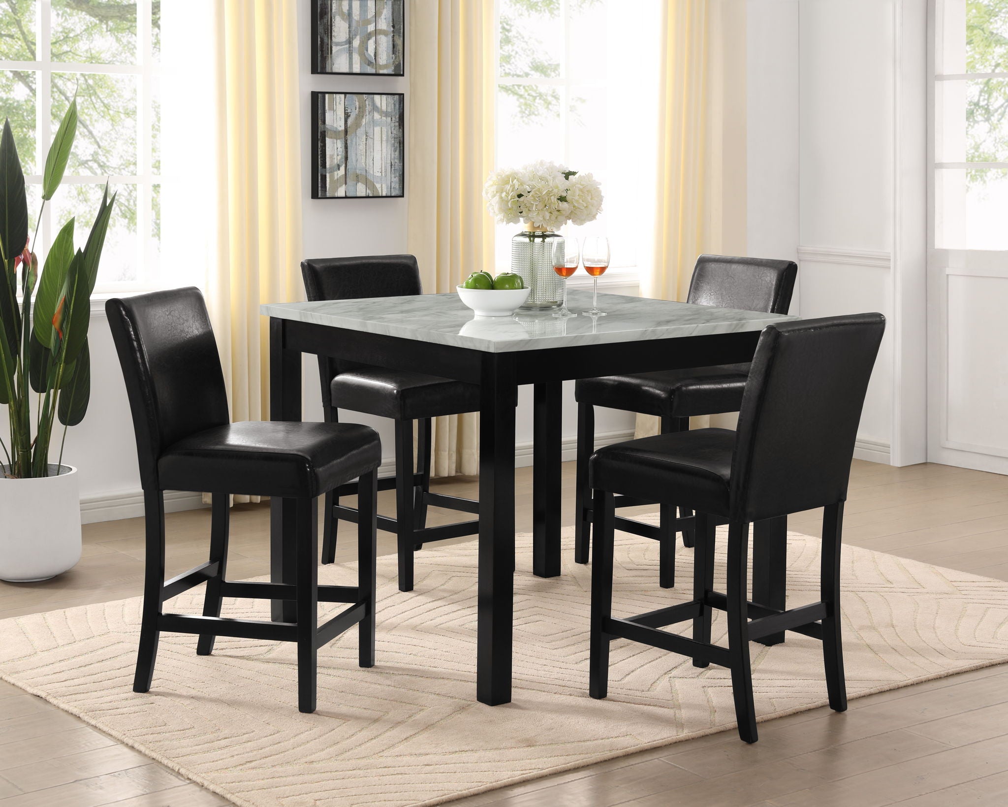 Lennon - 5 Piece Counter Height Table Set - Black / White - Urban Living Furniture (Los Angeles, CA)
