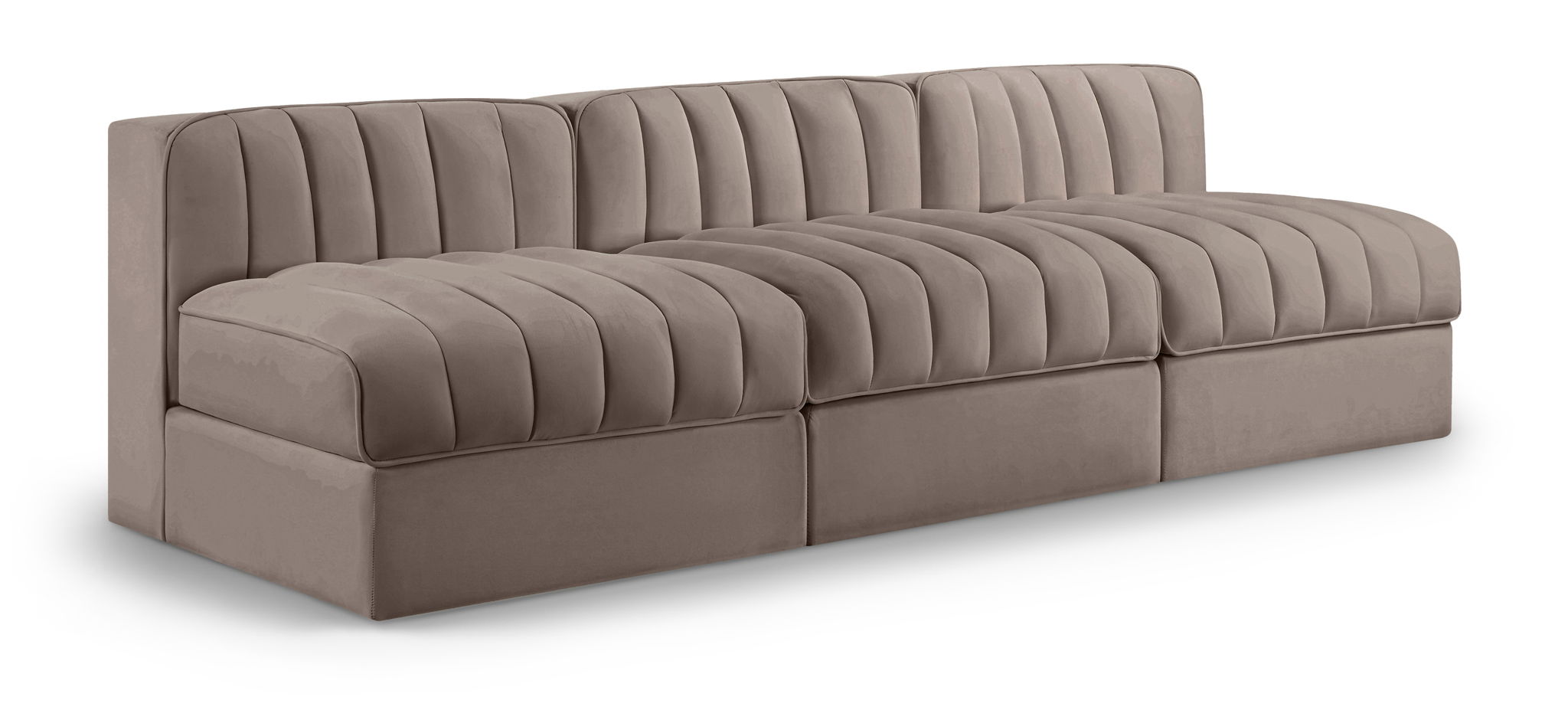 Rummi - Velvet Performance Fabric Upholstered 3 Piece Modular Armless Sofa - Urban Living Furniture (Los Angeles, CA)