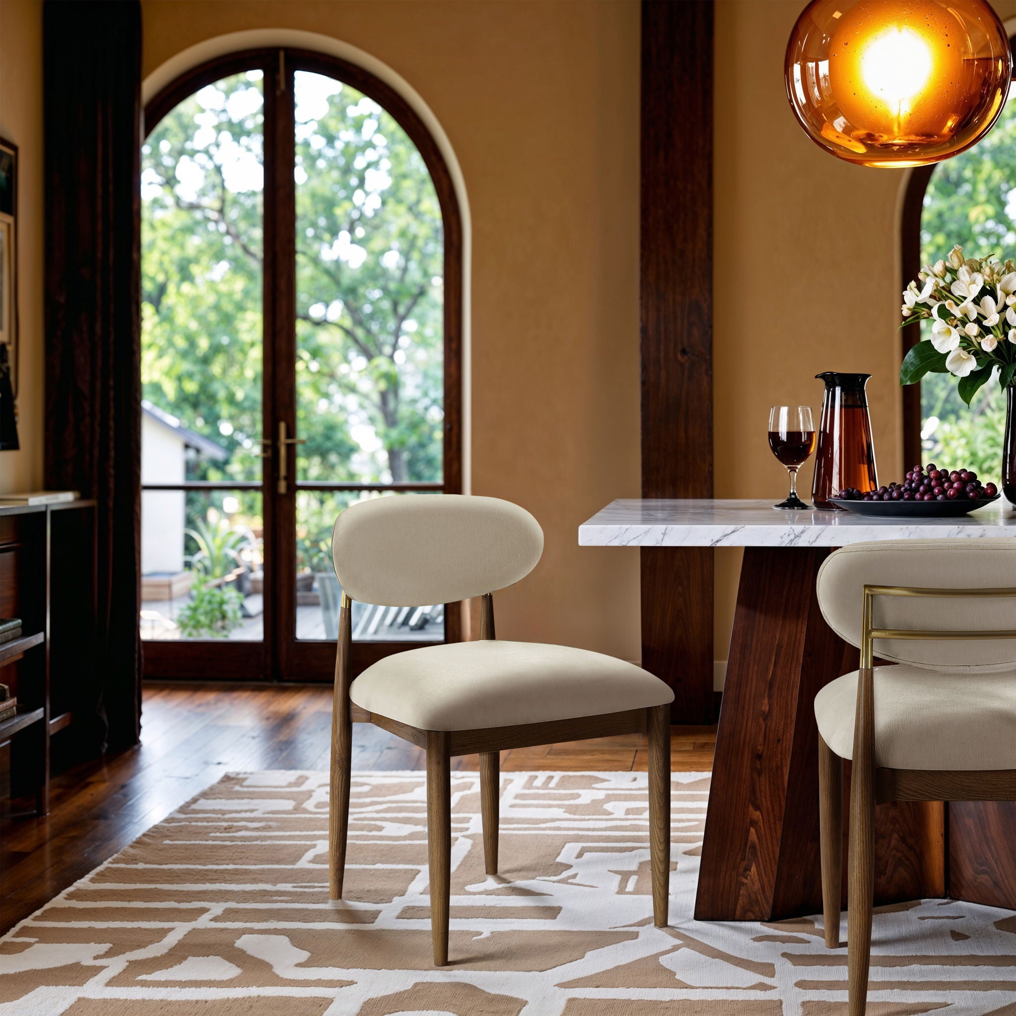 Riccio - Fabric Dining Side Chair (Set of 2) - Walnut Frame - Urban Living Furniture (Los Angeles, CA)