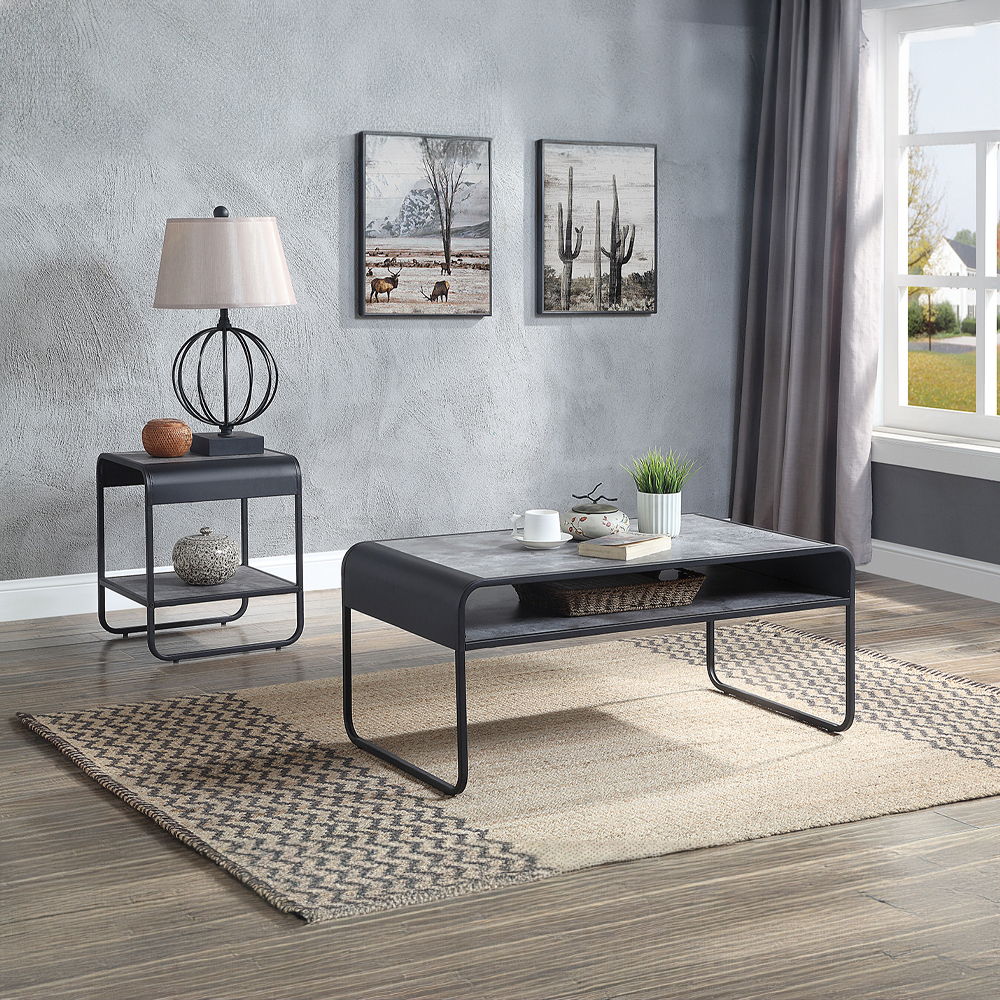 Raziela - 21" End Table - Concrete Gray & Black - Urban Living Furniture (Los Angeles, CA)