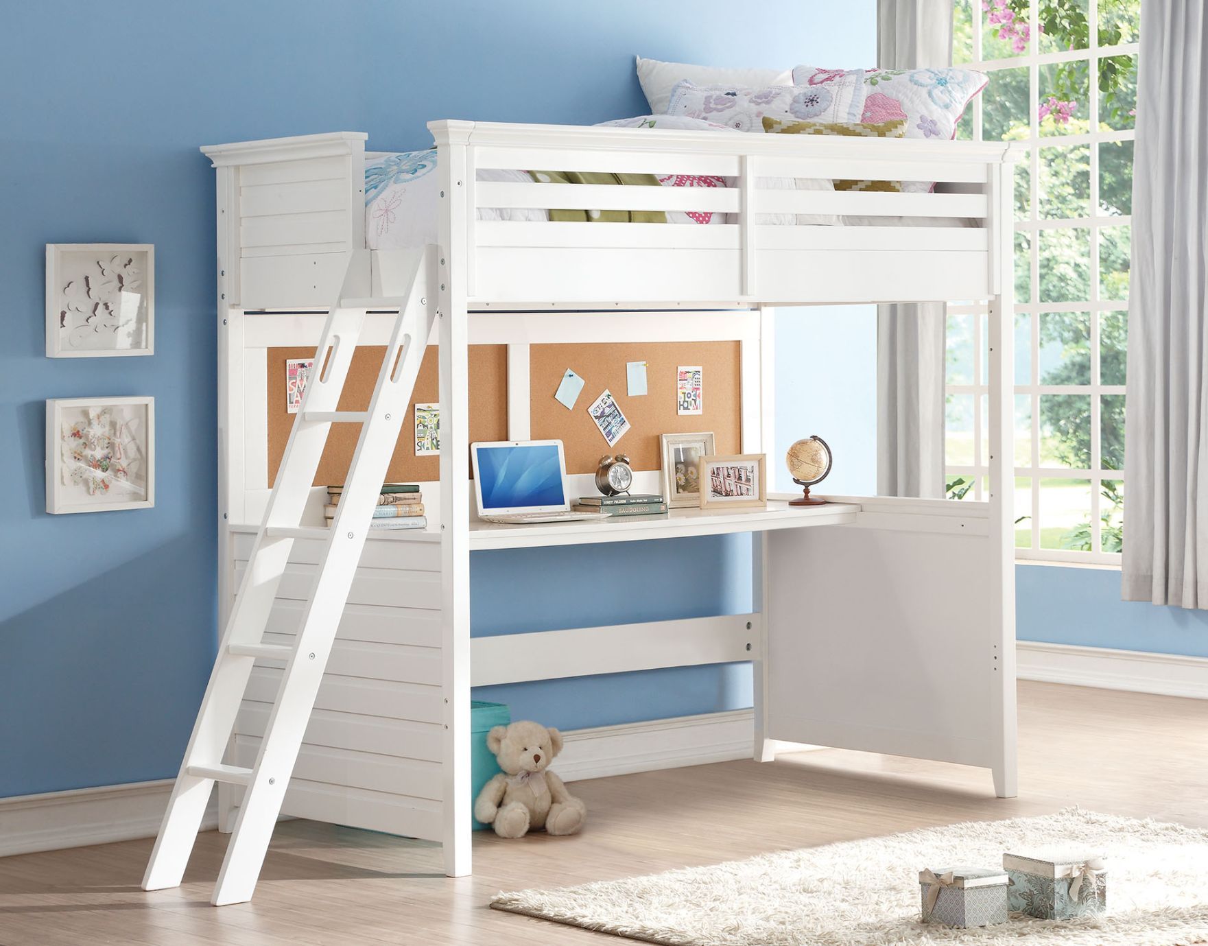 Lacey - Twin Loft Bed With Desk - White - Urban Living Furniture (Los Angeles, CA)