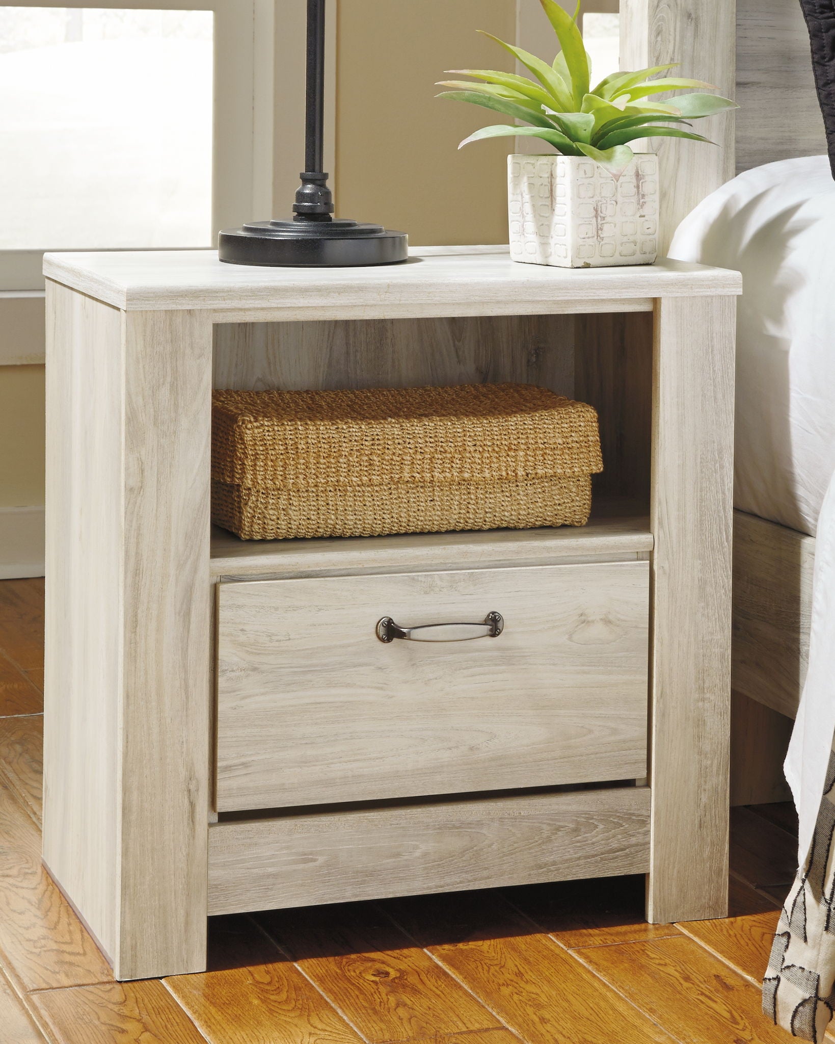 Bellaby - Whitewash - One Drawer Night Stand - Urban Living Furniture (Los Angeles, CA)