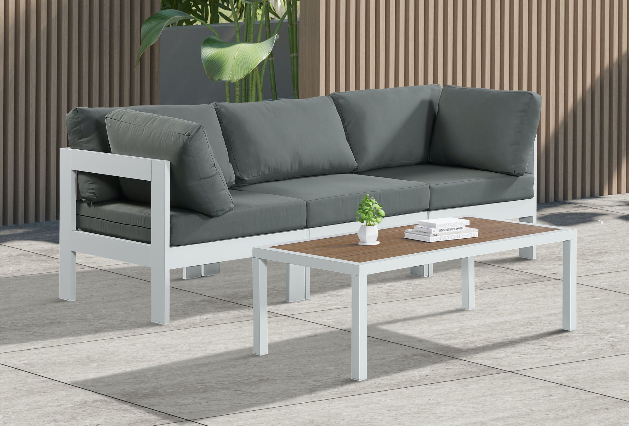 Nizuc - Outdoor Patio 3 Seat Modular Sofa With White Frame - Urban Living Furniture (Los Angeles, CA)