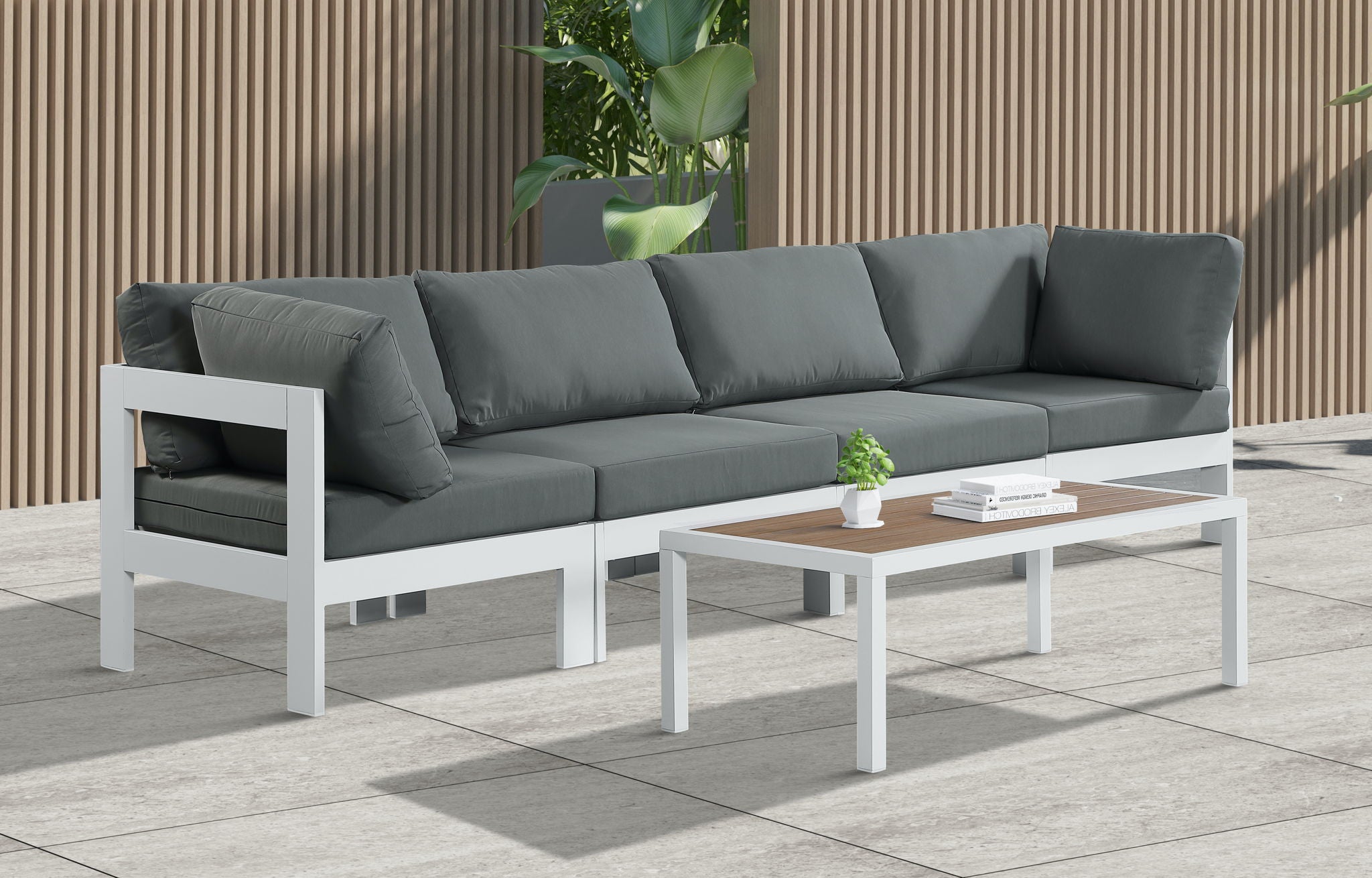 Nizuc - Outdoor Patio 4 Seat Modular Sofa With White Frame - Urban Living Furniture (Los Angeles, CA)