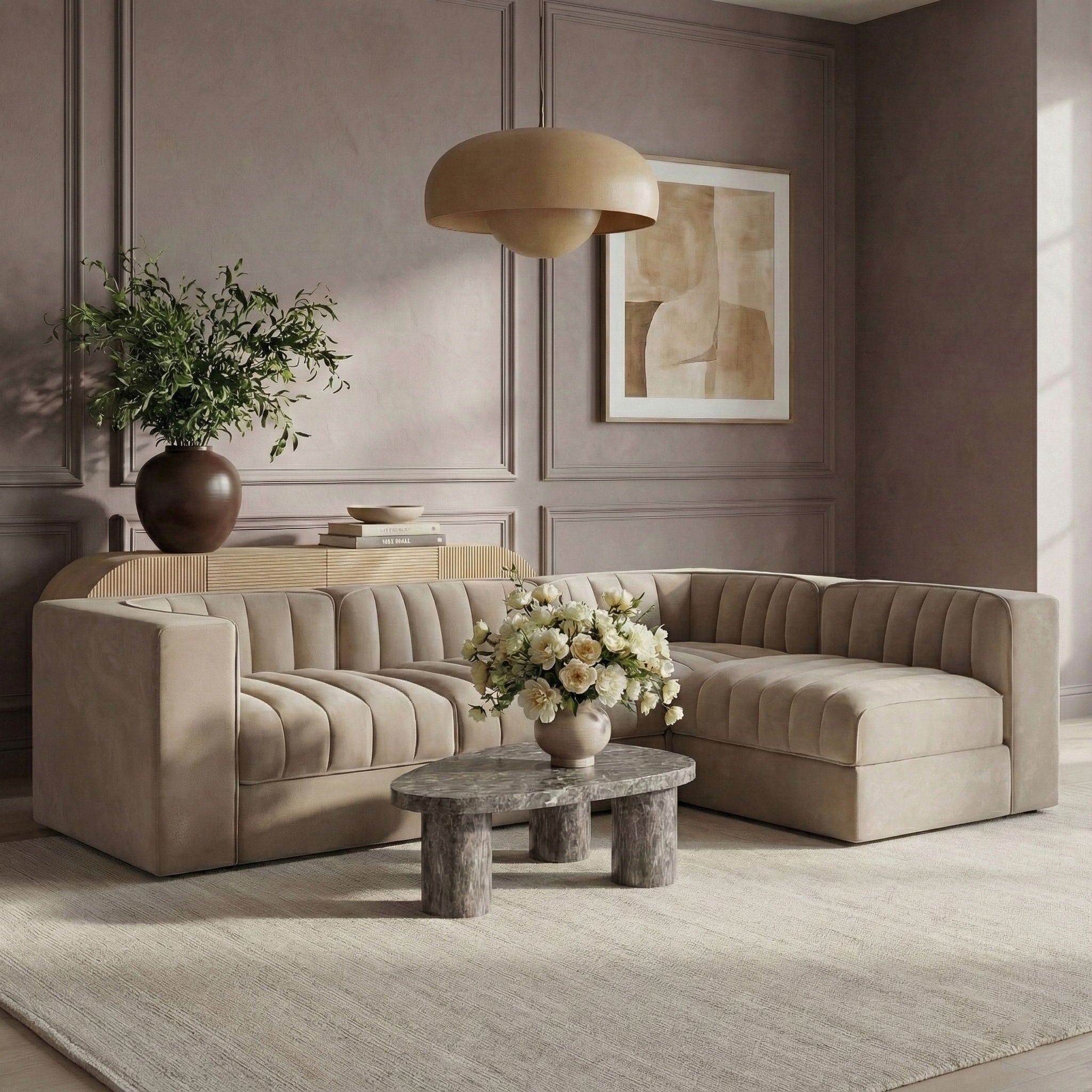 Rummi - Velvet Performance Fabric Upholstered 4 Piece Modular Sectional - Urban Living Furniture (Los Angeles, CA)