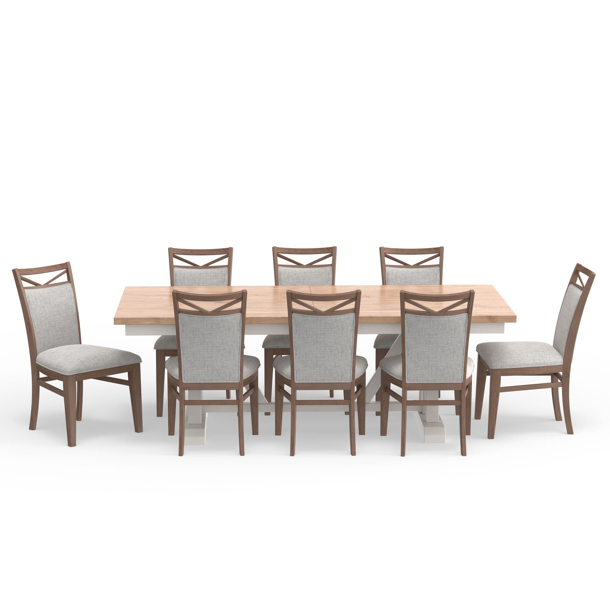 Americana Modern Dining - Extendable Trestle Table With 8 Upholstered Chairs - Cotton - Urban Living Furniture (Los Angeles, CA)