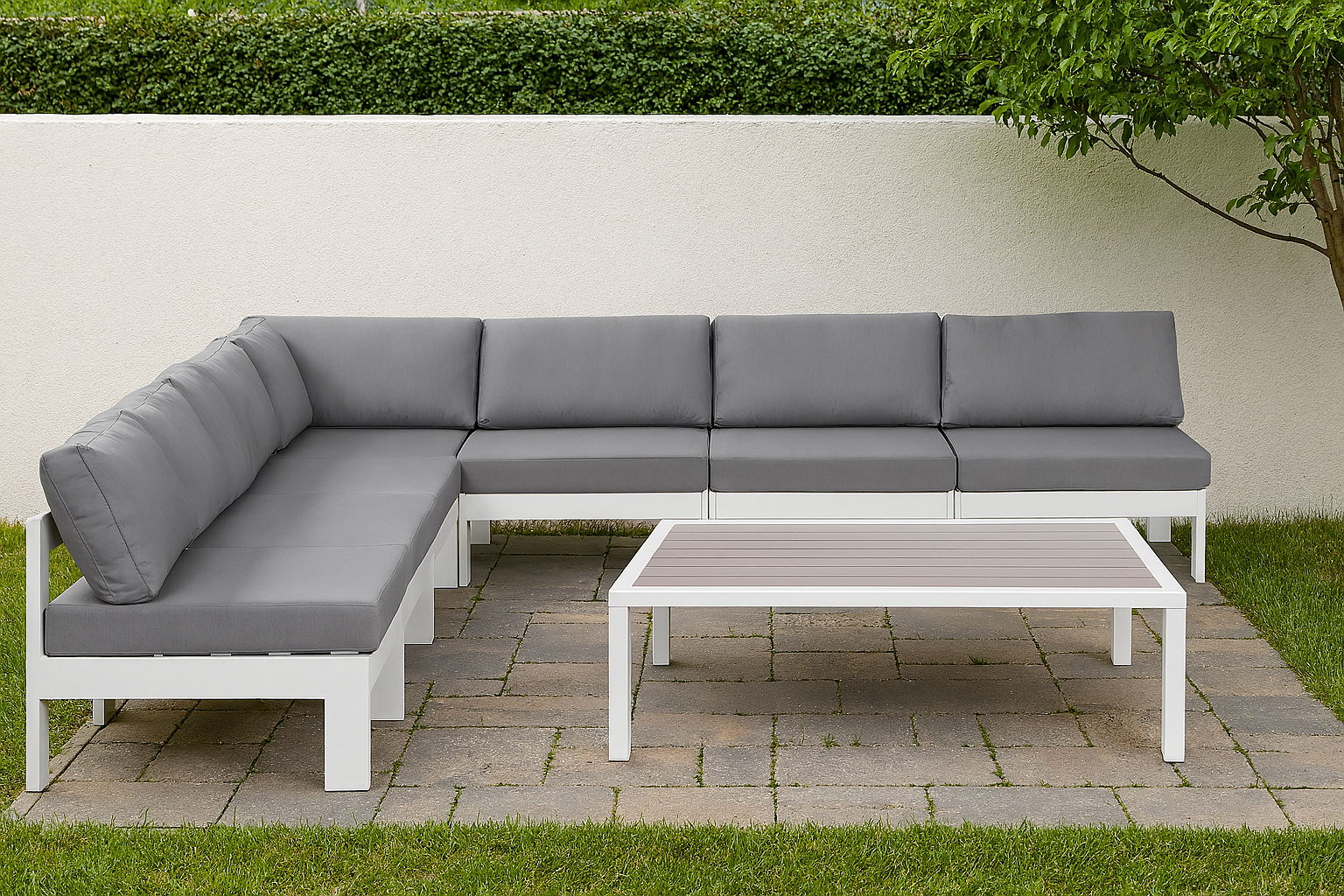 Nizuc - Outdoor Patio 7 Piece Modular Sectional With White Frame - Urban Living Furniture (Los Angeles, CA)