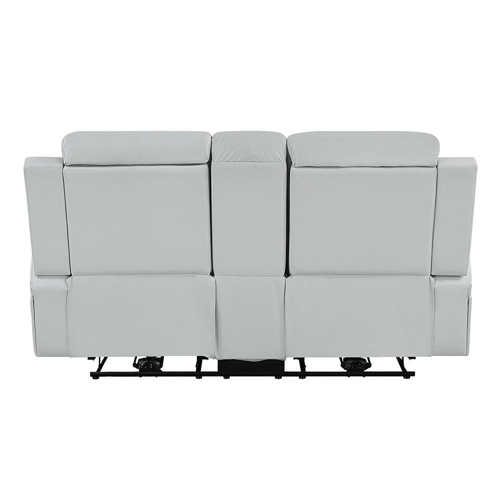 Elonzo - Power Motion Loveseat With Console, LED, Power Headrest & Speaker - Light Gray - Urban Living Furniture (Los Angeles, CA)