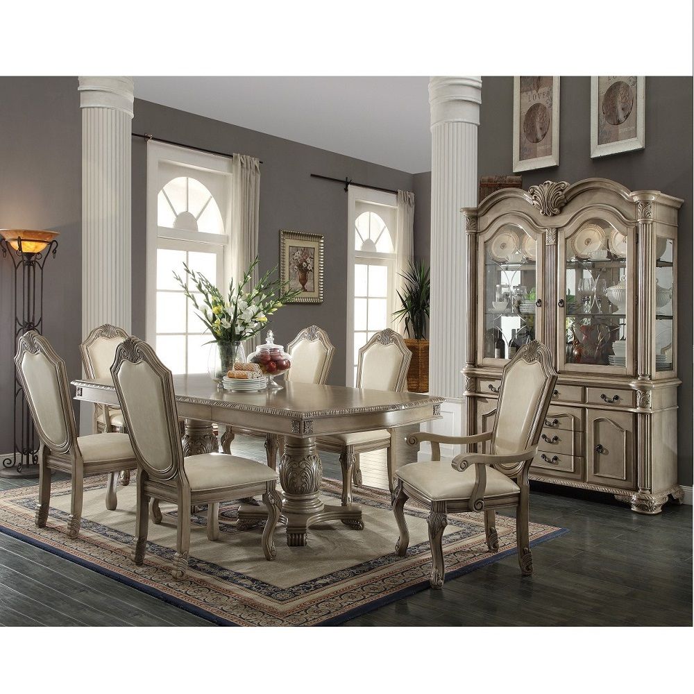 Chateau De Ville - Arm Chair (Set of 2) - Synthetic Leather & Antique White - Urban Living Furniture (Los Angeles, CA)