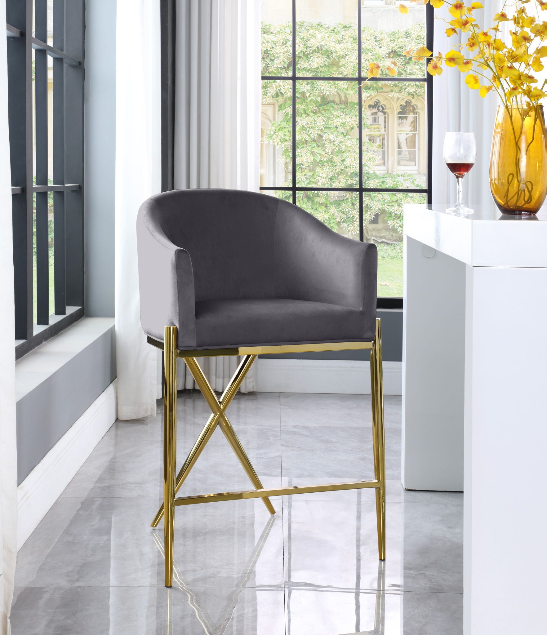 Xavier - Counter Stool with Gold Legs - Urban Living Furniture (Los Angeles, CA)