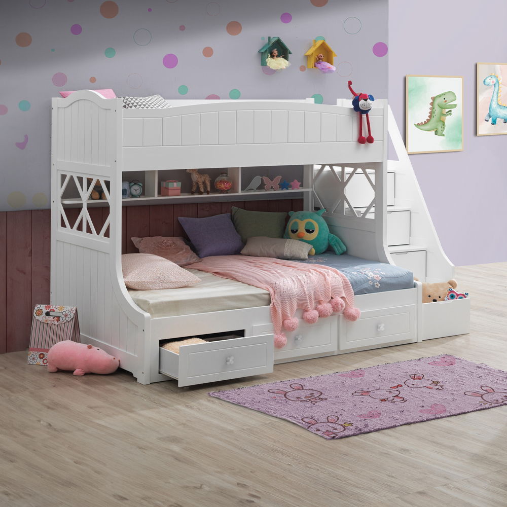 Meyer - Twin Over Full Bunk Bed With Storage - White - Urban Living Furniture (Los Angeles, CA)
