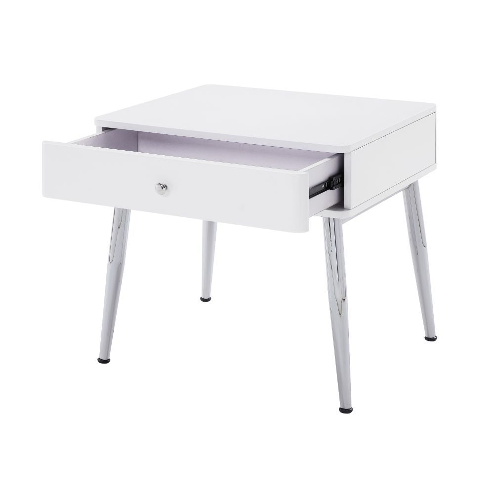 Weizor - End Table - White High Gloss & Chrome - Urban Living Furniture (Los Angeles, CA)