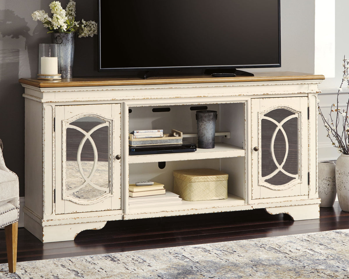 Realyn - XL TV Stand w/Fireplace Option - Chipped White - Urban Living Furniture (Los Angeles, CA)
