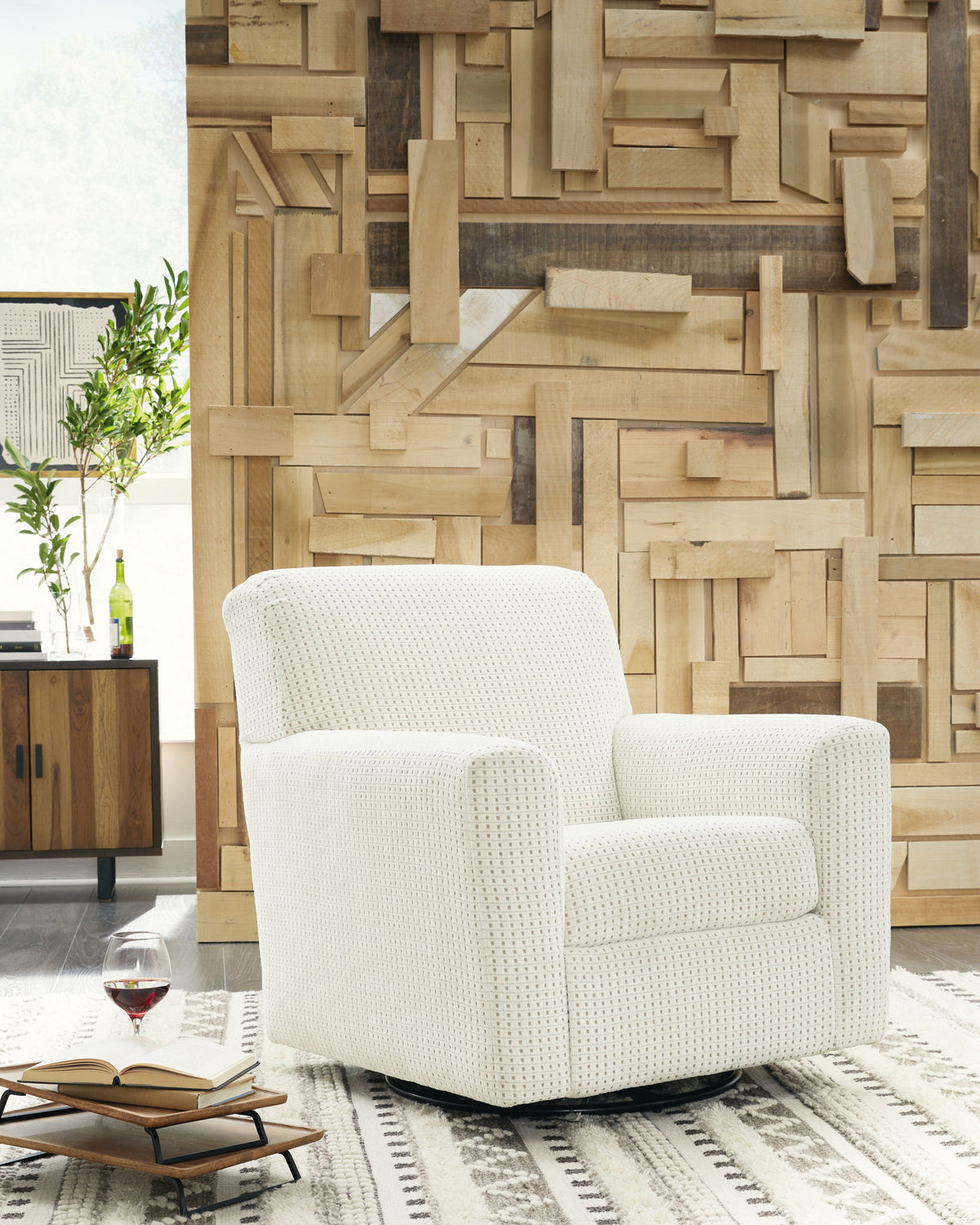 Herstow - Swivel Glider Accent Chair - Ivory - Urban Living Furniture (Los Angeles, CA)