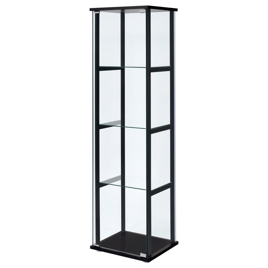 Cyclamen - 4-Shelf Clear Glass Curio Display Cabinet - Black - Urban Living Furniture (Los Angeles, CA)