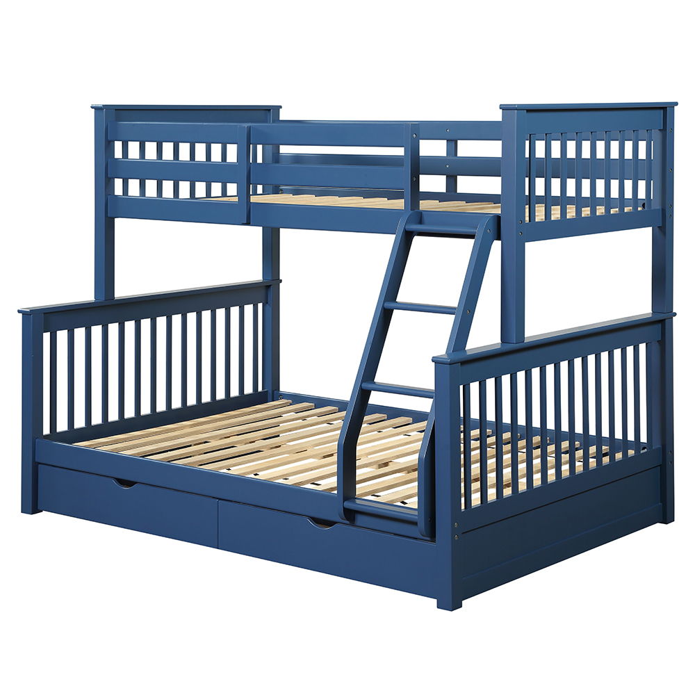 Haley II - Twin Over Full Bunk Bed With Storage - Navy Blue - Urban Living Furniture (Los Angeles, CA)