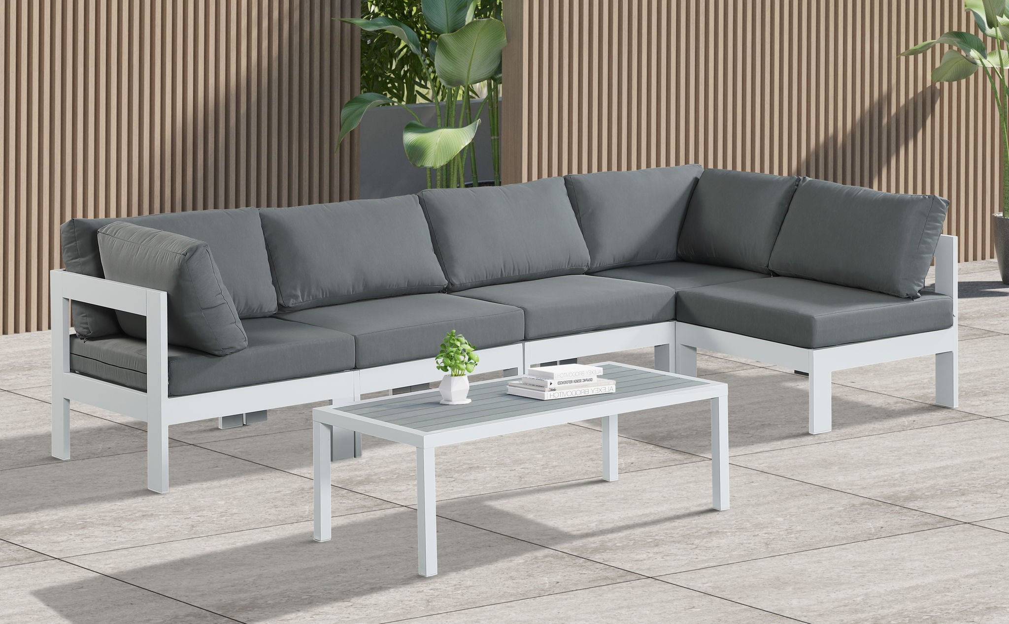 Nizuc - Outdoor Patio 5 Piece Modular Sectional With White Frame - Urban Living Furniture (Los Angeles, CA)