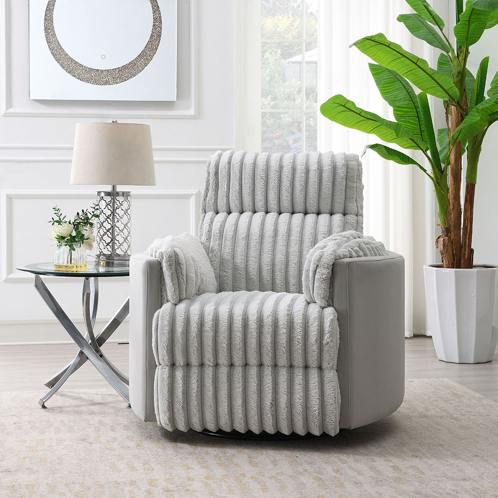 Emee - Glider Recliner With Swivel - Gray Corduroy - Urban Living Furniture (Los Angeles, CA)