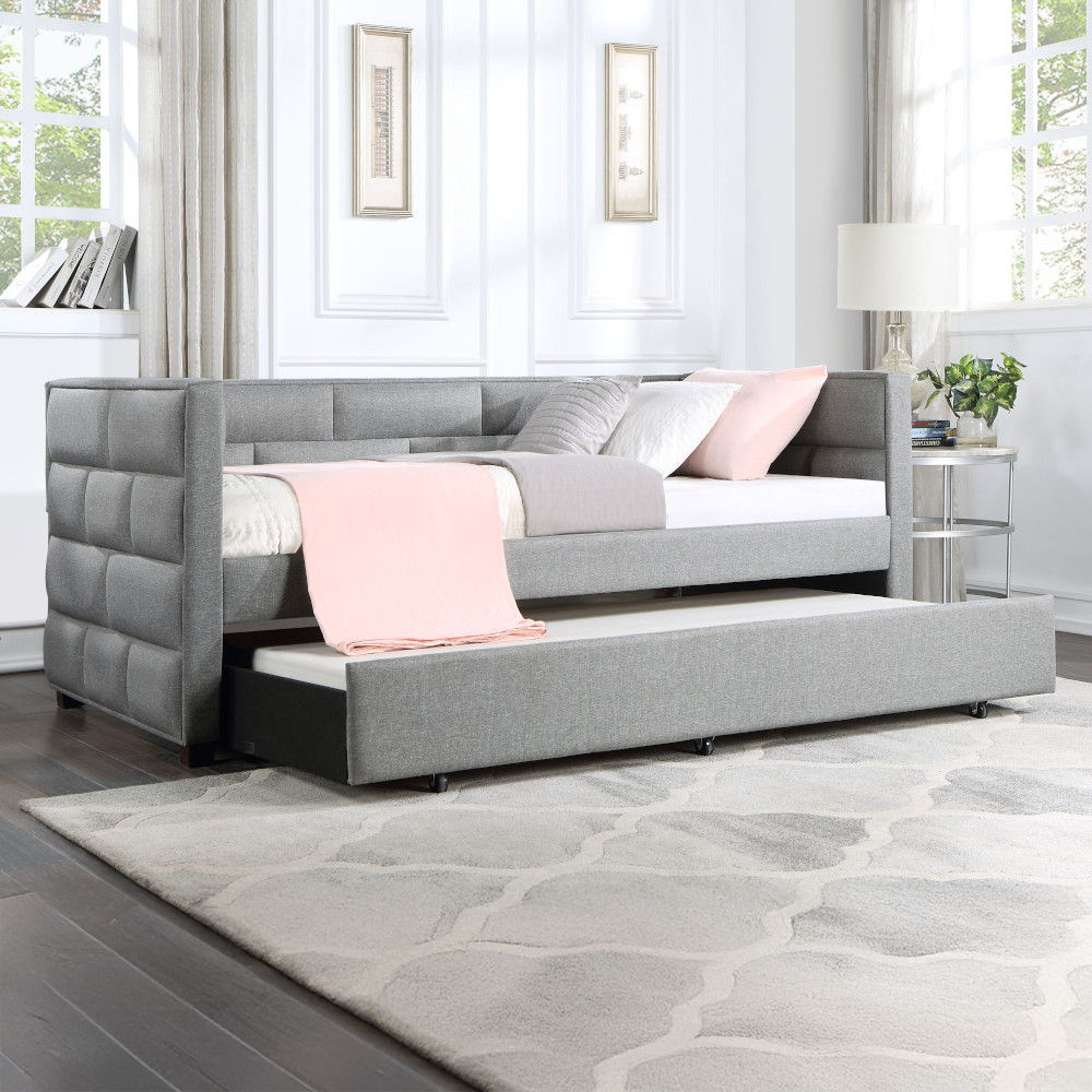 Ebbo - Twin Daybed With Trundle - Gray Fabric - Urban Living Furniture (Los Angeles, CA)