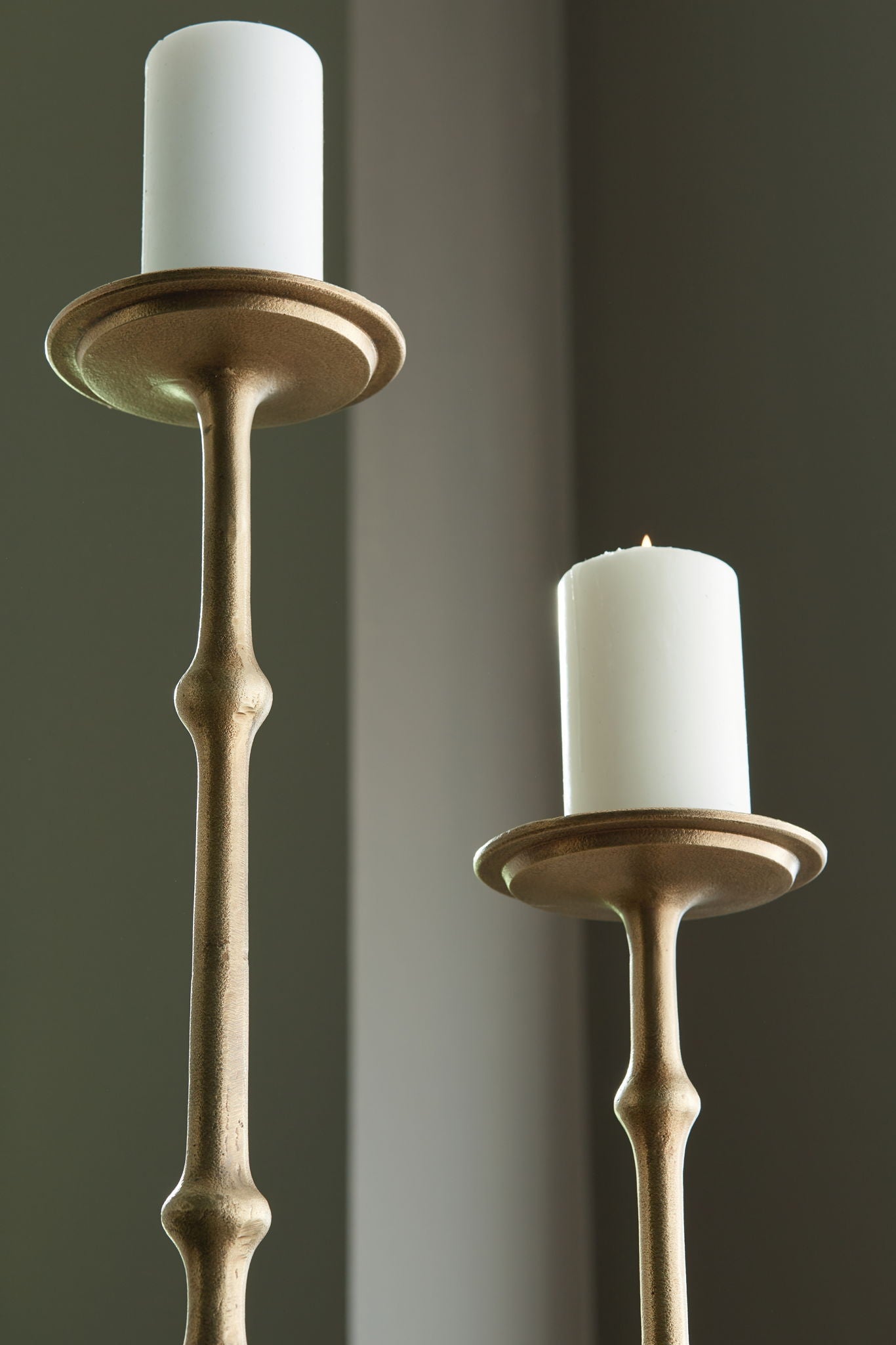 Larwick - Antique Brass Finish - Candle Holder Set (Set of 2) - Urban Living Furniture (Los Angeles, CA)