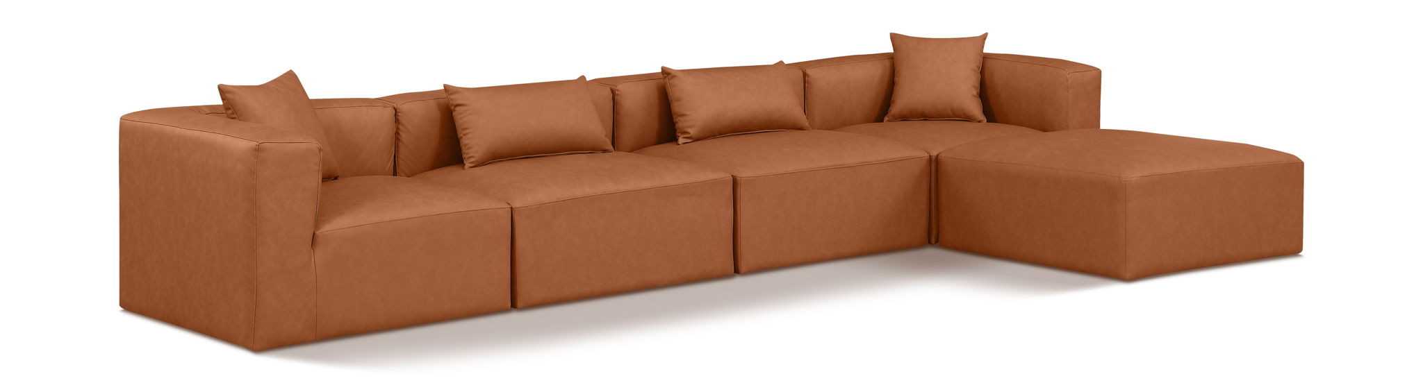 Cube - 5 Piece Modular Sectional With Chaise - Cognac - Urban Living Furniture (Los Angeles, CA)