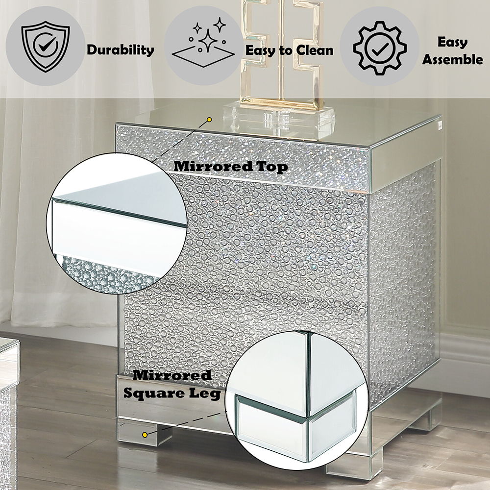 Mallika - End Table - Mirrored & Faux Round Crystals - Urban Living Furniture (Los Angeles, CA)