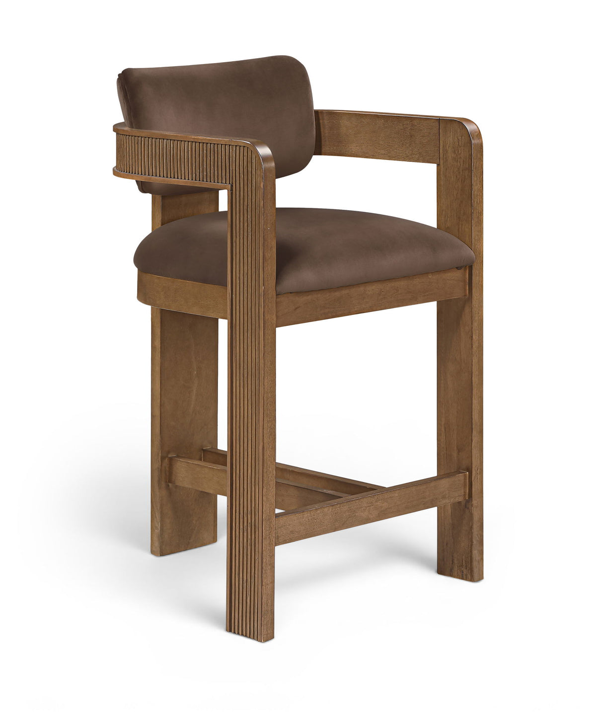 Sacha - Velvet Stool With Brown Base - Urban Living Furniture (Los Angeles, CA)