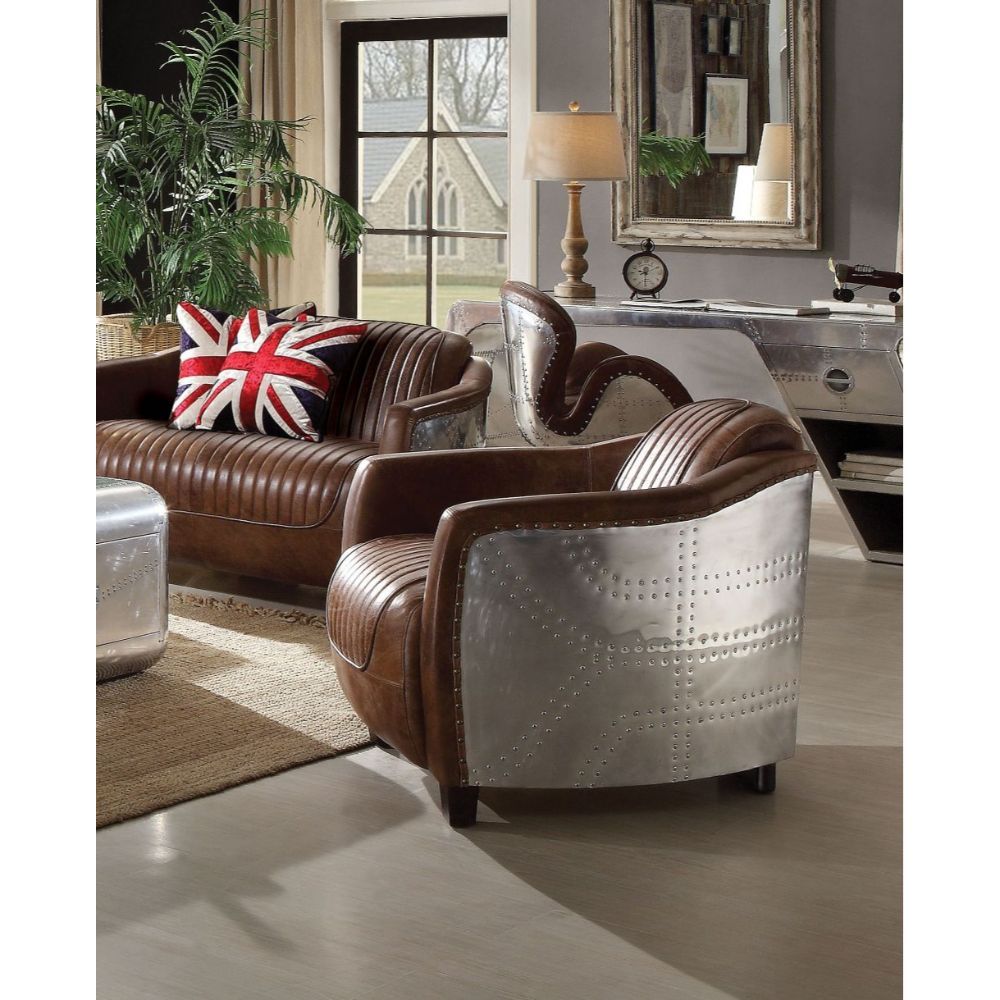Brancaster - Chair - Retro Brown Top Grain Leather & Aluminum - Urban Living Furniture (Los Angeles, CA)
