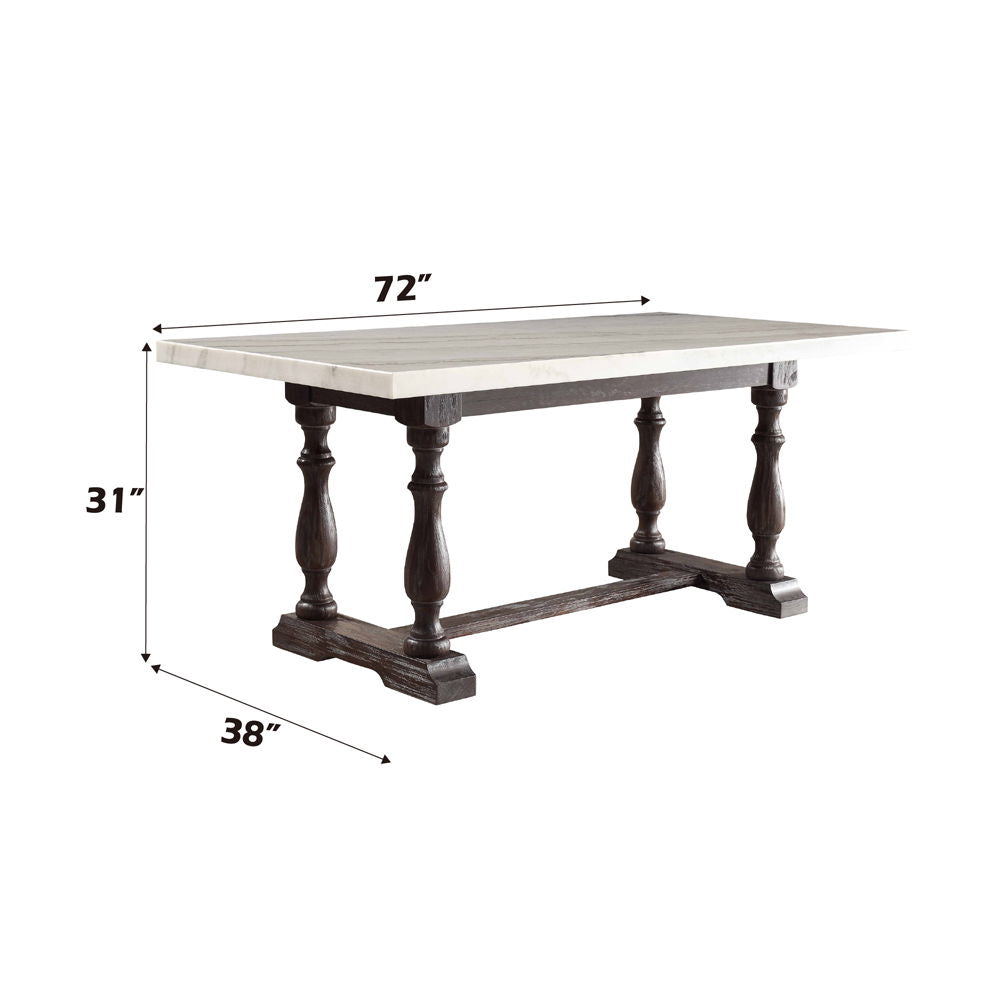 Gerardo - 31" Dining Table - White Marble Top & Weathered Espresso - Urban Living Furniture (Los Angeles, CA)
