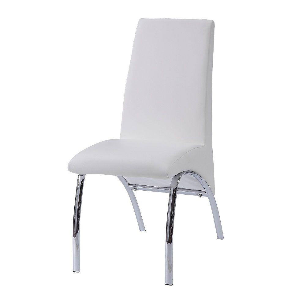 Pervis - Side Chair (Set of 2) - White Synthetic Leather & Chrome