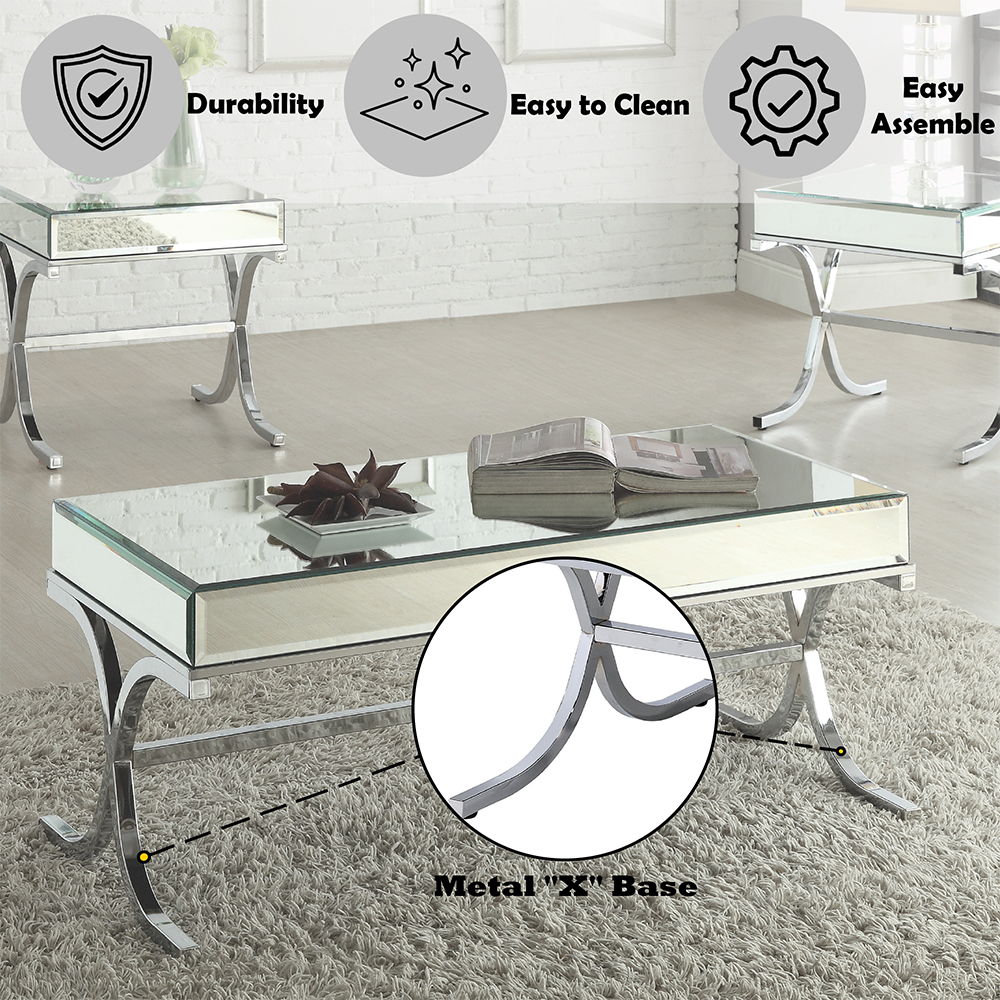 Yuri - Coffee Table - Mirrored & Chrome - Urban Living Furniture (Los Angeles, CA)