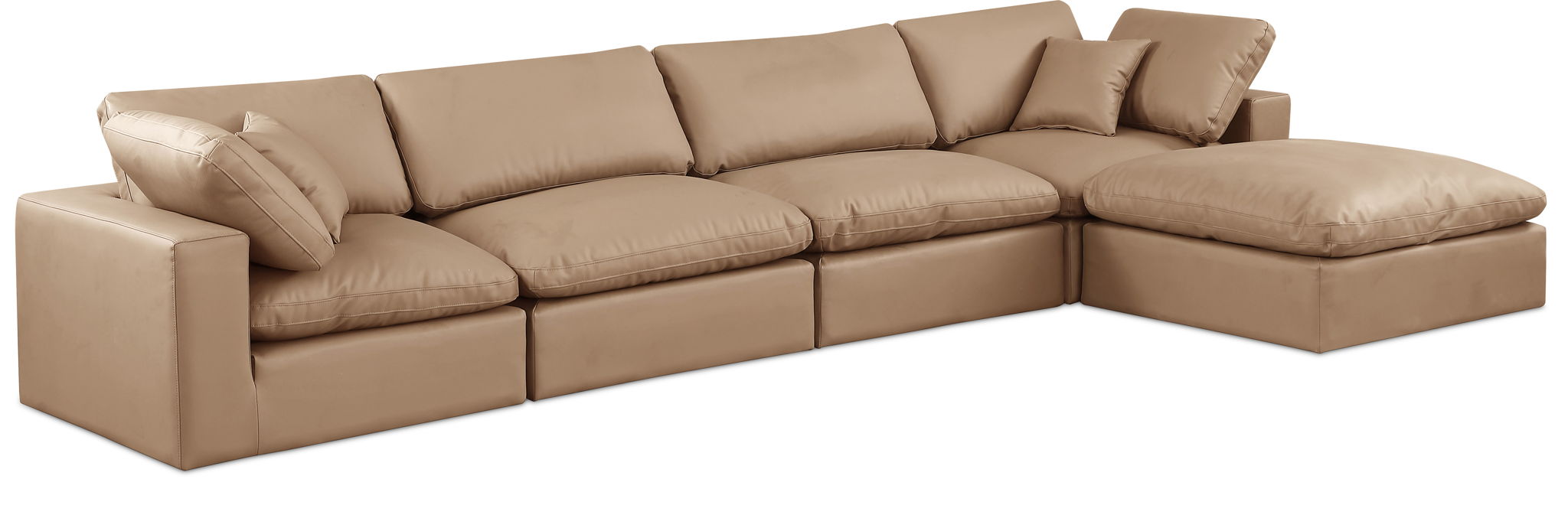 Comfy - 5 Piece Faux Leather Modular Sectional With Chaise - Tan - Urban Living Furniture (Los Angeles, CA)
