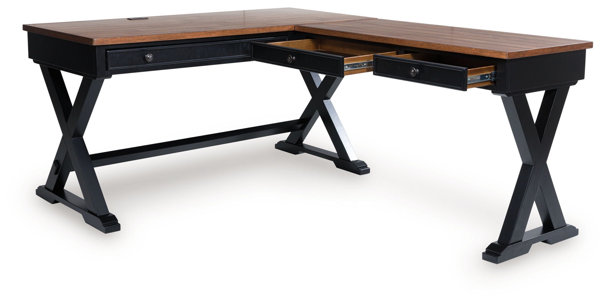 Wildenauer - Brown / Black - 4 Pc. - Home Office Desk And Return, Swivel Desk Chair, Bookcase - Urban Living Furniture (Los Angeles, CA)