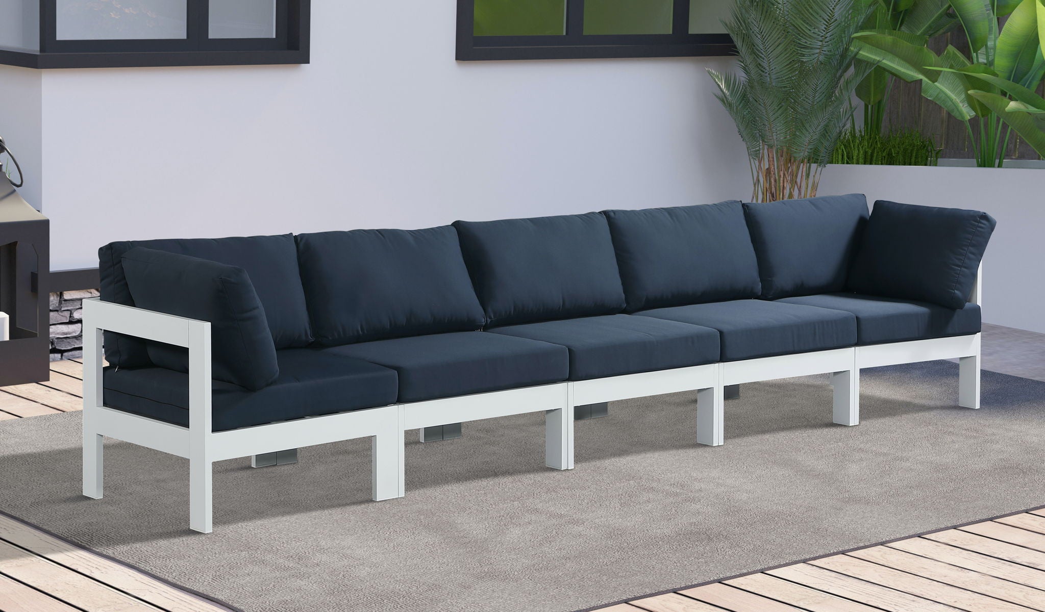 Nizuc - Outdoor Patio 5 Seat Modular Sofa With White Frame - Urban Living Furniture (Los Angeles, CA)