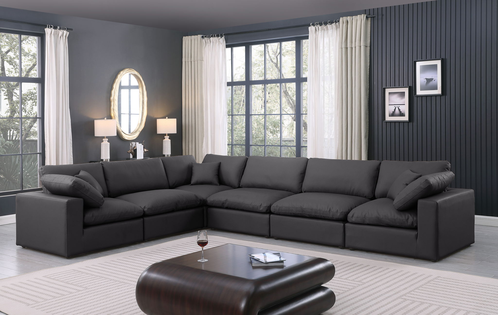 Comfy - 6 Piece Faux Leather Modular Corner Sectional - Urban Living Furniture (Los Angeles, CA)