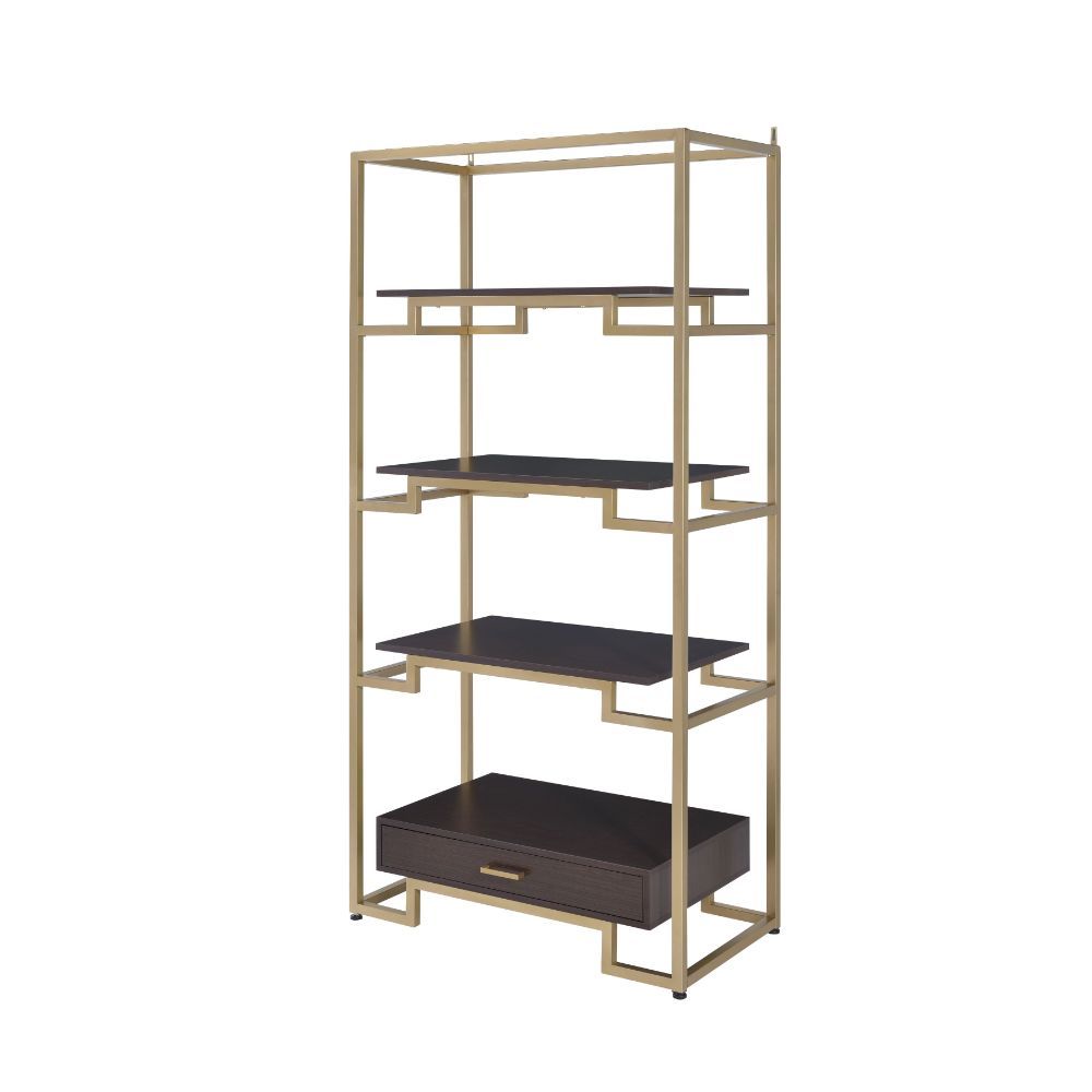 Yumia - Bookshelf - Gold & Walnut - Urban Living Furniture (Los Angeles, CA)