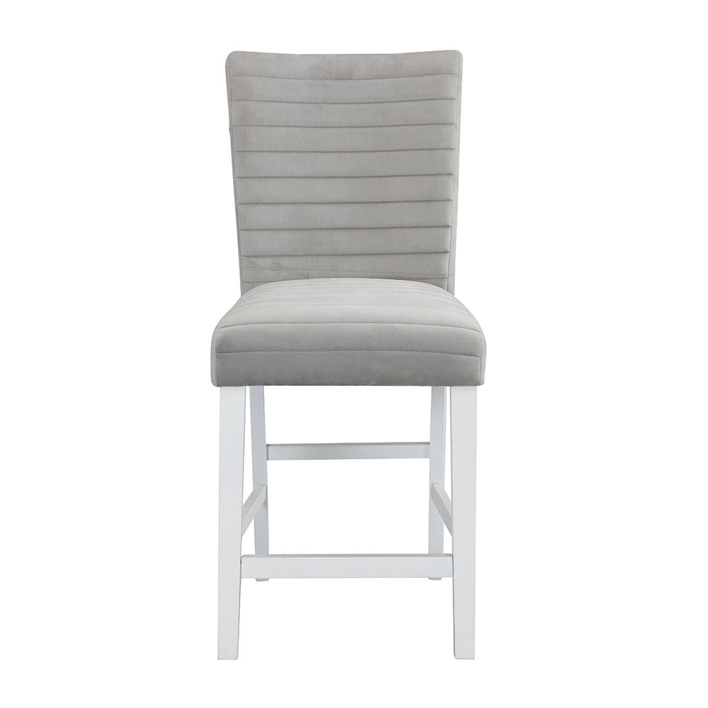 Elizaveta - Counter Height Chair (Set of 2) - Gray Velvet &White High Gloss - Urban Living Furniture (Los Angeles, CA)