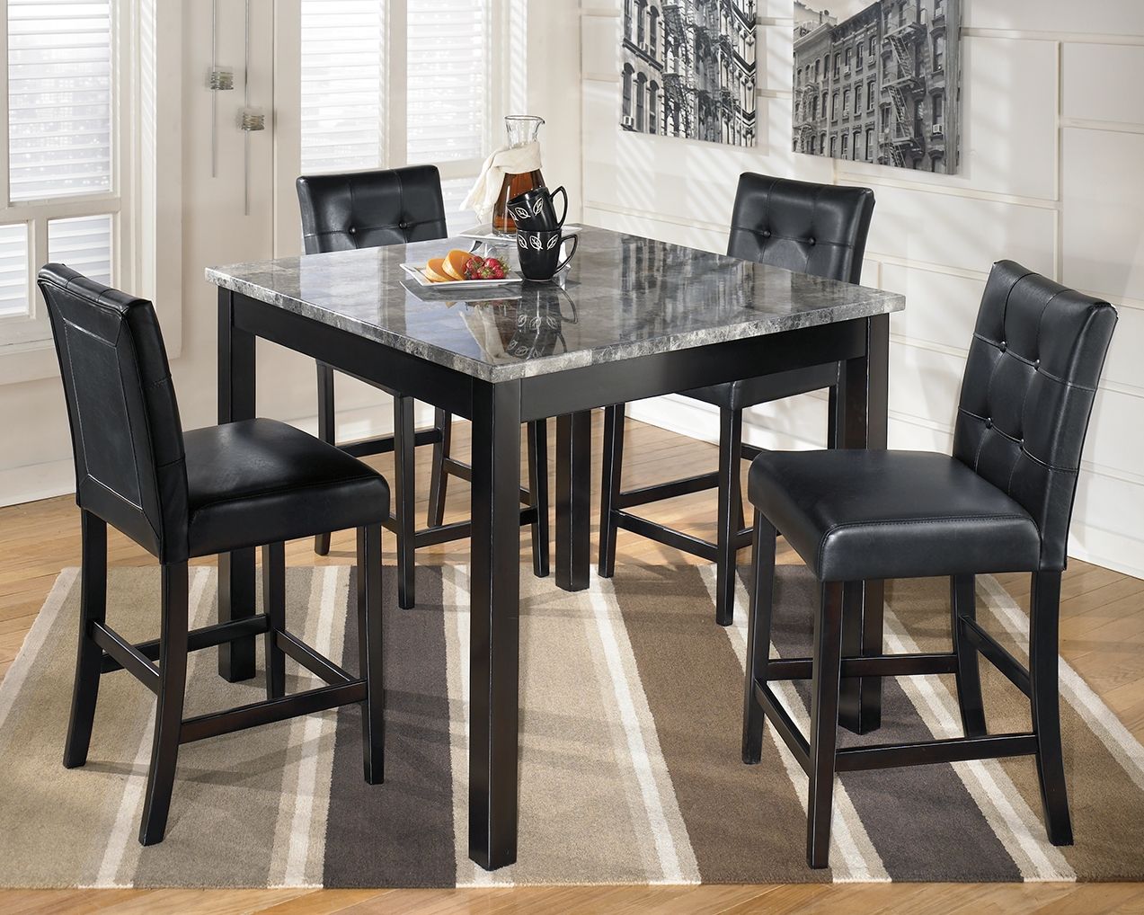 Maysville - Black - Square Counter TBL Set (Set of 5) - Urban Living Furniture (Los Angeles, CA)