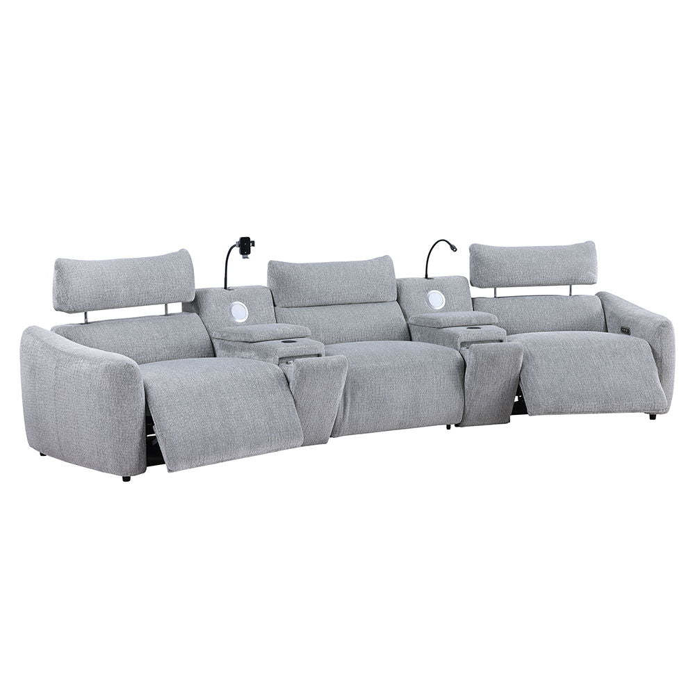 Fullar - Modular Console With Speaker & Cup Holder - Light Gary Chenille - Urban Living Furniture (Los Angeles, CA)